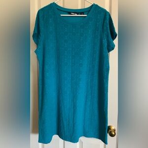 Lands' End Women Size Large Turquoise Blue Terry Swim Cover-Up Dress